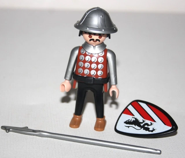 PLAYMOBIL 3667 CHEVALIER Roux Avec Armes Petit Chateau Fort Moyen Age