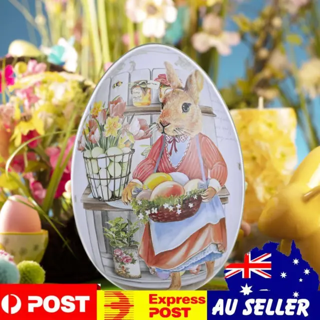 Egg Easter Color Rabbit Tin Candy Eggshell Box Cute Egg Box Home Decoration (F)