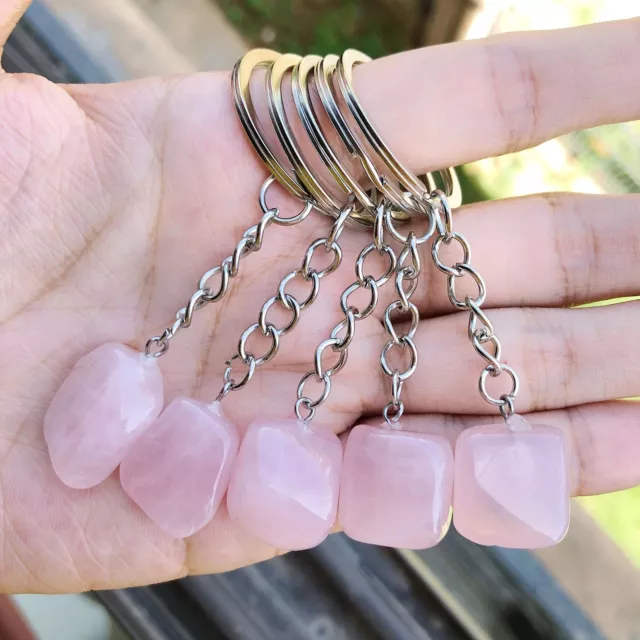 5pcs Rose Quartz Stone Bag Clasp Pendants Chakra Reiki Healing Amulet