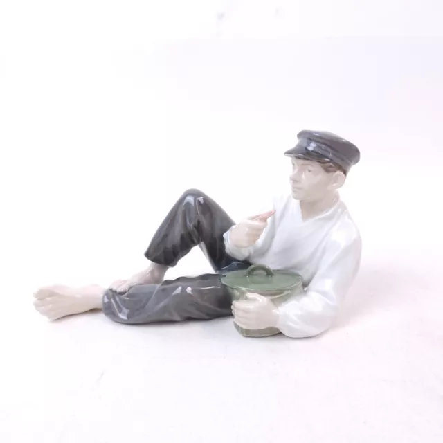 Vintage ROYAL COPENHAGEN Porcelain Shepherd Boy Eating Lunch Figurine #865