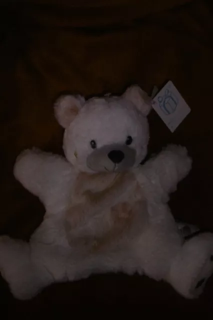 Doudou Nicotoy  Simba Toys Marionnette  KIABI ours blanc roux chiné Joue Or Neuf