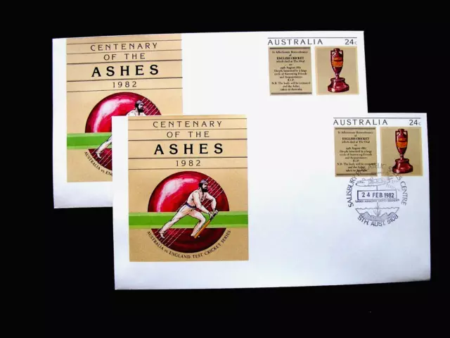 1982. Centenary Of The Ashes. 2 Pse. 1 With Day Of Issue Date Stamp & 1 Mint.