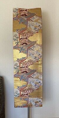 Japanese Kimono Silk Fukuro OBI Rokutu Pine Bamboo Plum Crane in gold & silver