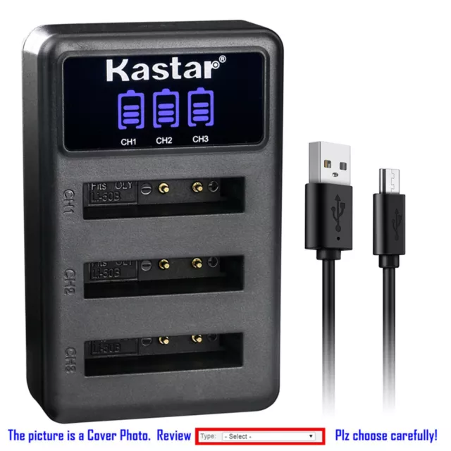 Kastar Battery Triple Charger for Kodak LB-050 LB-052 PixPro FZ151 Pixpro FZ201