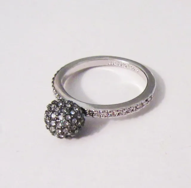 Lia Sophia Jewelry Purple Cut Crystals Hematite Ball Ring in Silver Size 8