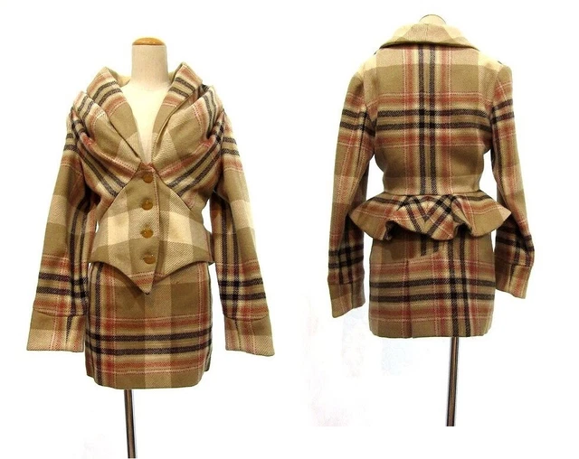 Vivienne Westwood Jacket Metropolitan Check Pattern Skirt Setup Vintage 1990s