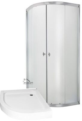 Duschkabine + Duschwanne Dusche Echtglas strukturiert 90 x 90 x 180 cm Invena
