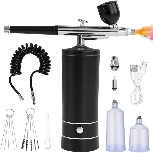 Kit de aerógrafo con compresor, pistola de aerógrafo de mano automática con punta de 0,3 mm, recarga