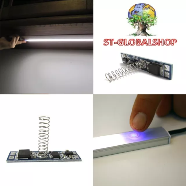 Interruttore DIMMER TOUCH con MEMORIA per profili alluminio strisce led 12/24V