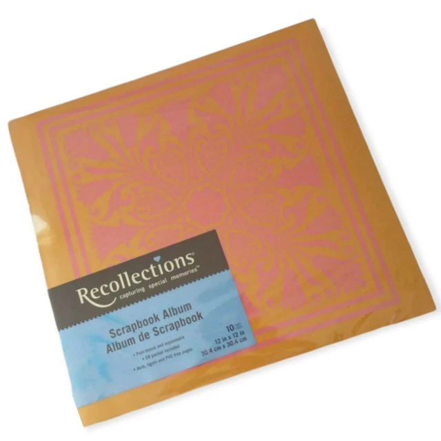 Álbum de fotos de álbum de recortes de recuerdos nuevo CD naranja rosa 12 x 12 páginas libre de ácido
