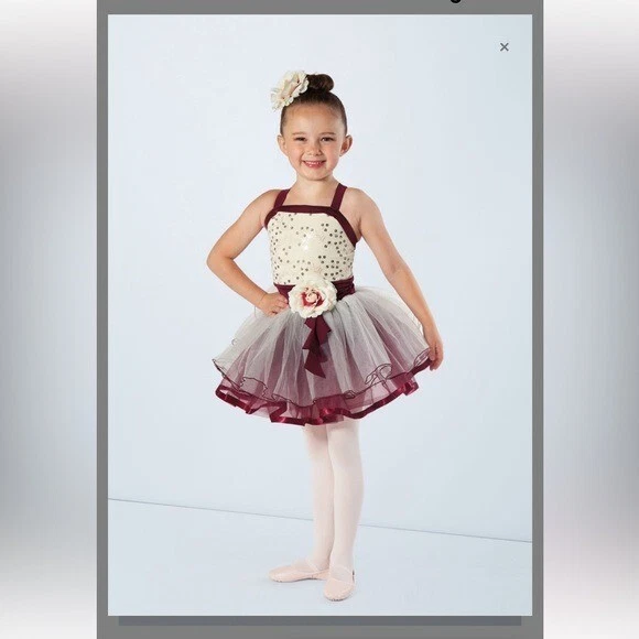 Weissman When Will Life Begin Dance Recital Ballet Costume Maroon Cream Size XSC