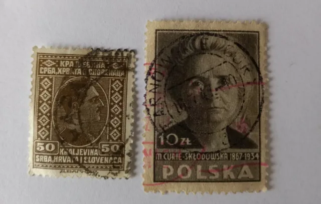 2 Polnische Briefmarken mit Stempel