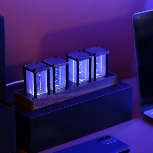 FULL COLOR DIGITAL Calendar Stopwatch RGB Nixie Glow Tube Clock