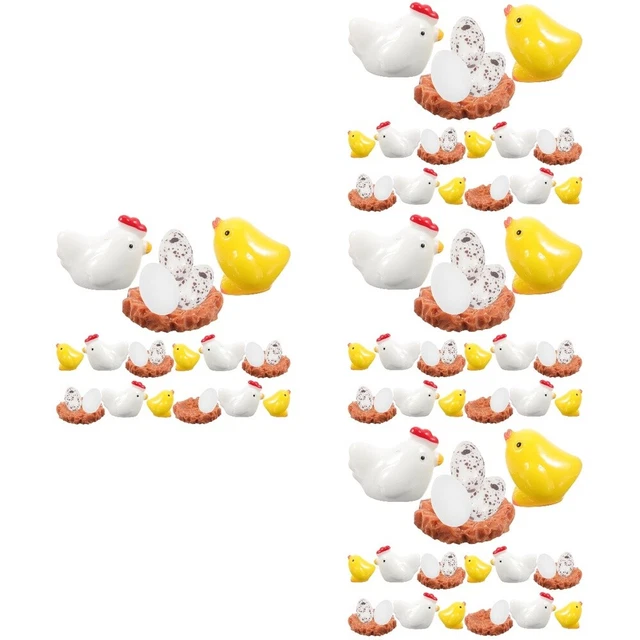 4 Sets  Mini Fairy Chicken Statue Miniature Garden Ornament for Fairy Gardens