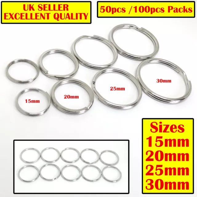 Split Rings 15mm 20mm 25mm 30mm Keyring Hook Loop Leather Craft Chain DIY Jump