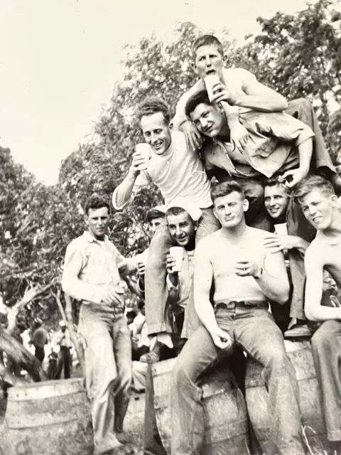 Hot Drunk Beefcake Shirtless Handsome Sailor Buddies 1950s Vintage Photo Gay Int