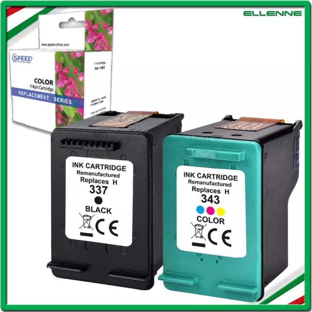 ✅2 Cartucce Compatibile Con Hp 337 Xl+343 Xl Nero+Colore Deskjet 5940 Officejet✅