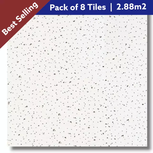 Fine Fissured Suspended Ceiling Tiles Square 595mm x 595mm 8 Per Box 600mm x 600