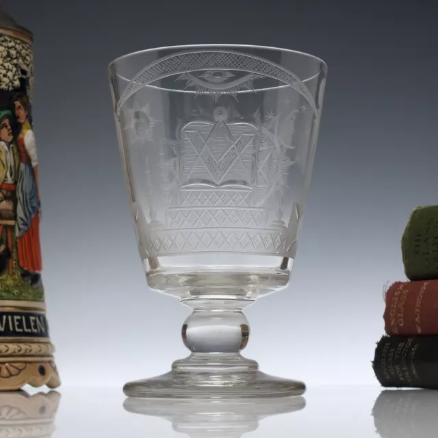 Masonic Engraved Glass Rummer c1820