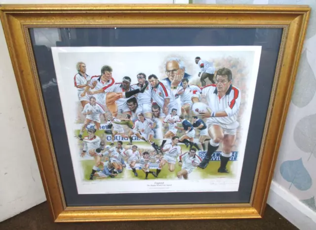 Framed Artist's Proof Peter Deighan 1995 British Lions Rugby World Cup Print