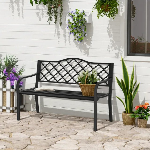 2-Seater Garden Bench Cast Iron Antique Loveseat for Yard, Lawn, Patio,Porch