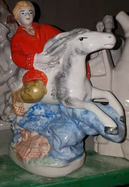 Gars de conte de fées russe et cheval à bosse Figurine en porcelaine...