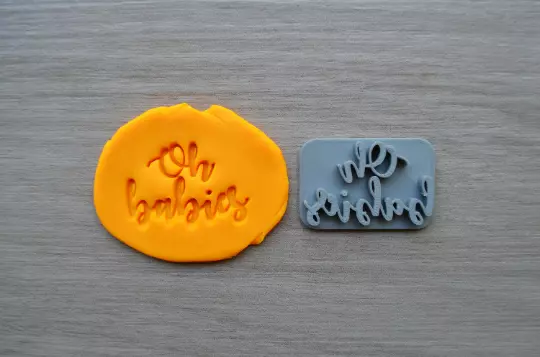 Oh Babies Cookie Fondant Embosser Stamp Baby Shower Pregnant Twins