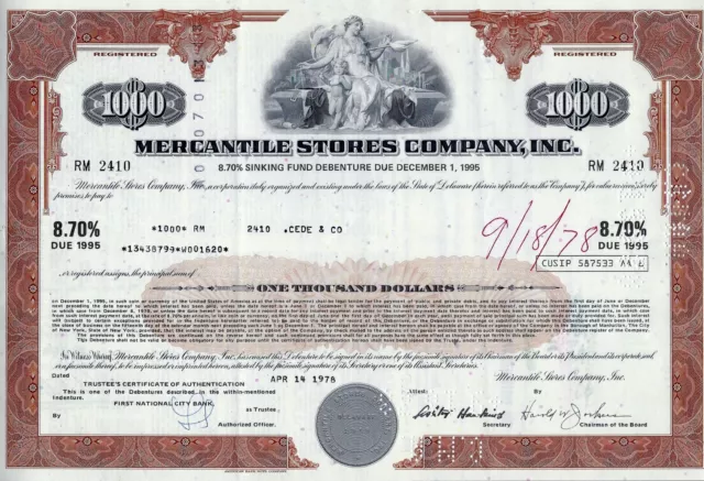 Mercantile Stores Company Inc. 8,70% Sinking Fund Debenture due 1995 (1.000 $)