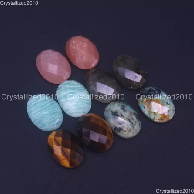 Pietra preziosa naturale sfaccettata perline cabochon ovale CAB schienale piatto Reiki chakra 13 mm 18 mm 2