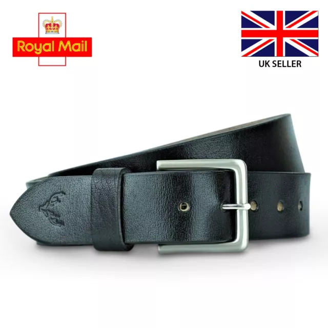 Genuine Leather Mens Belt Belts Real New Buckle Trouser Sizes Jeans Brown Black