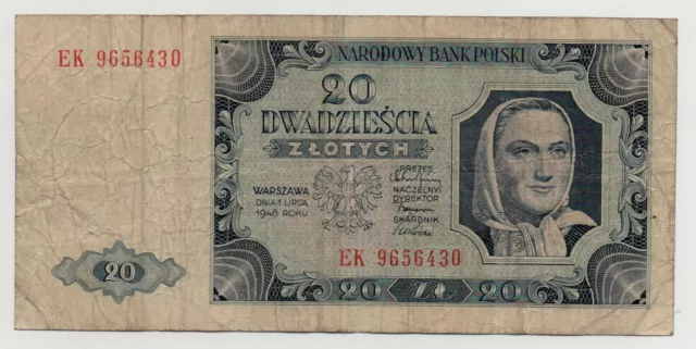 Poland 20 Zlotych 1948 Pick 137 Look Scans