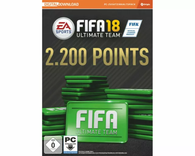 EA Sports PC Fifa 18 Ultimate Team 2200 Fifa 18 Points Digital Download Neu OVP