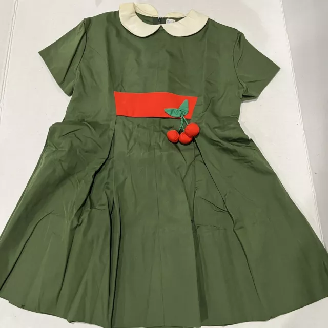 Florence Eiseman Green Pleated Dress Youth Girls Size 4 READ