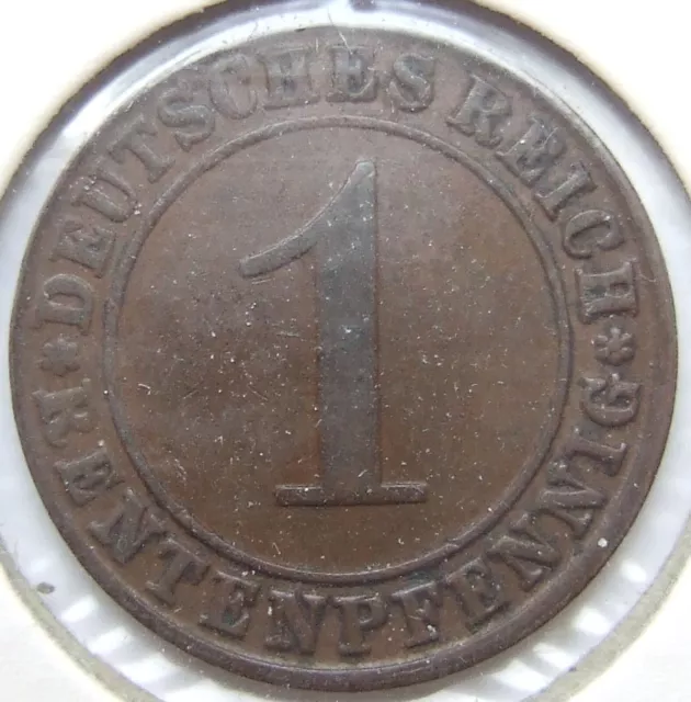 Coin German Reich Weimar Republic 1 Pension Penny 1923 J IN Very fine