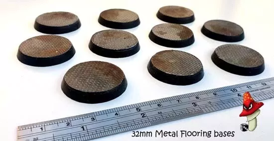 10 Metal flooring 32mm Round Resin Bases 40k wargames industrial Warhammer