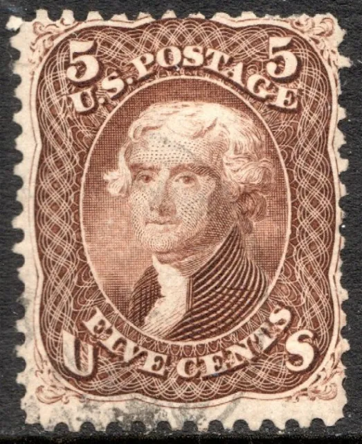 U.S.A. #76 1861-66  5c  Thomas Jefferson F  Used   Brown SCV $125