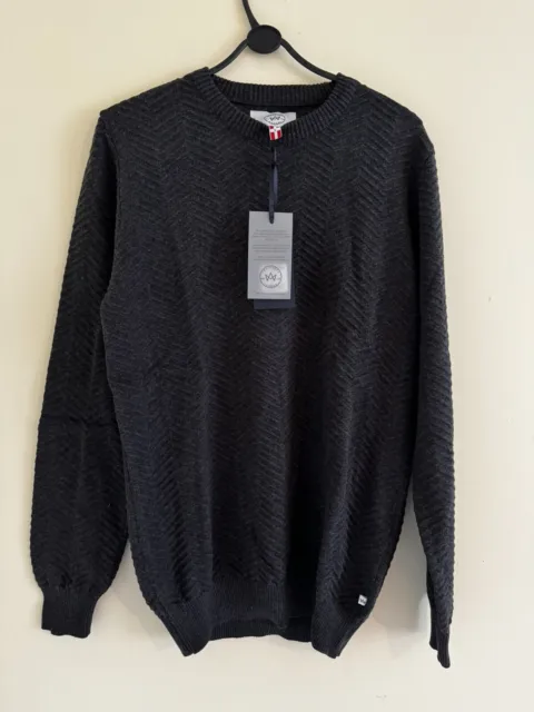 Kronstadt Men's Carlo Cotton Knit Sweater, Charcoal Mel, Size L