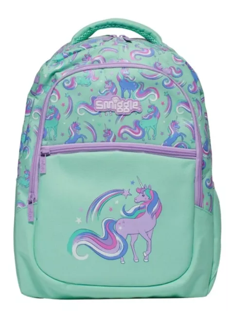 NEW Girls SMIGGLE Backpack School Bag Rucksack Fluffy Fave rabbit Glitz Gold