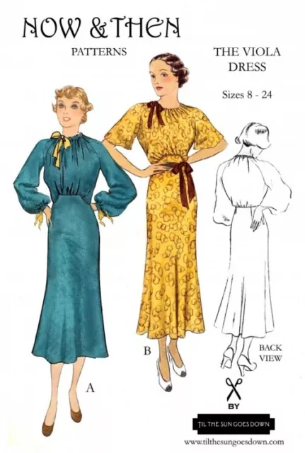 Now & Then Patterns Sewing Pattern The Viola Dress Women UK 8 to 24