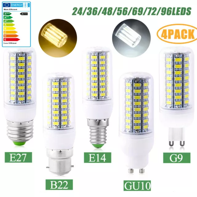 4er LED Glühbirne E27 E14 B22 G9 GU10 Leuchtmittel Birne Mais Lampe 5W-15W 220V