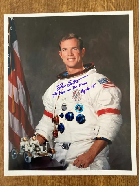 Dave Scott Apollo 15 Signed 8 x 10 White Spacesuit Photo *Zarelli Space LOA*