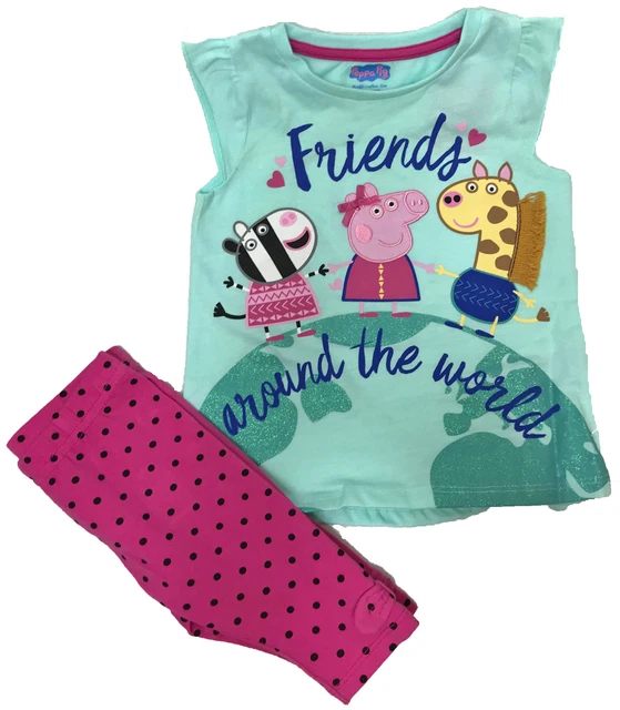 Top e pantaloni ritagliati bambini Peppa Pig abito vacanze estive ex stock nuovo