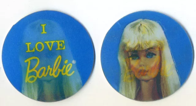 I Love BARBIE early 1970's VARI-VUE Round Lenticular Flicker 2" inches across