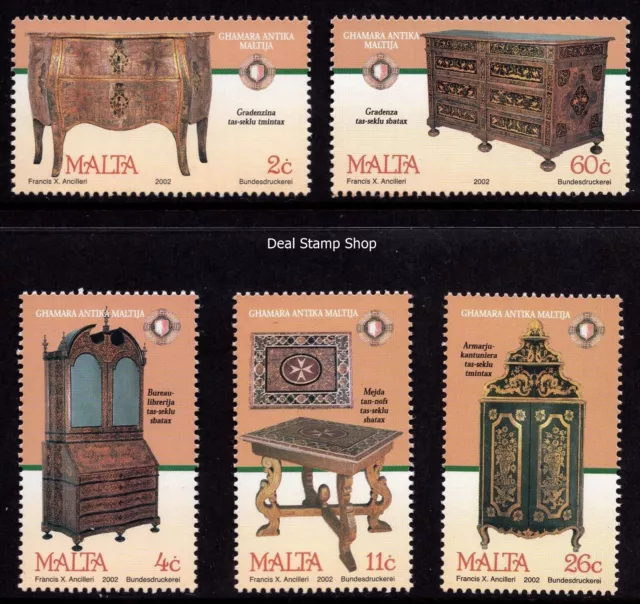Malta 2002 Antique Furniture Complete Set SG 1247 - 1251 Unmounted Mint