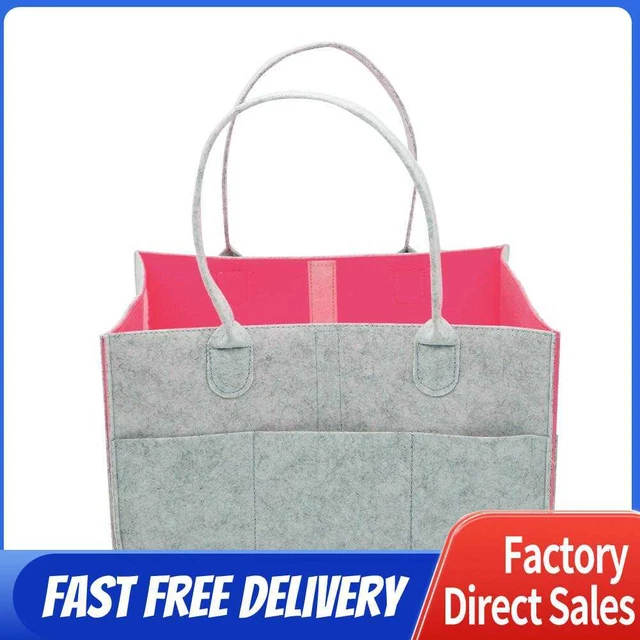 Multi-function Baby Diaper Bag Felt Nappy Storage Basket Handbag (Pink)