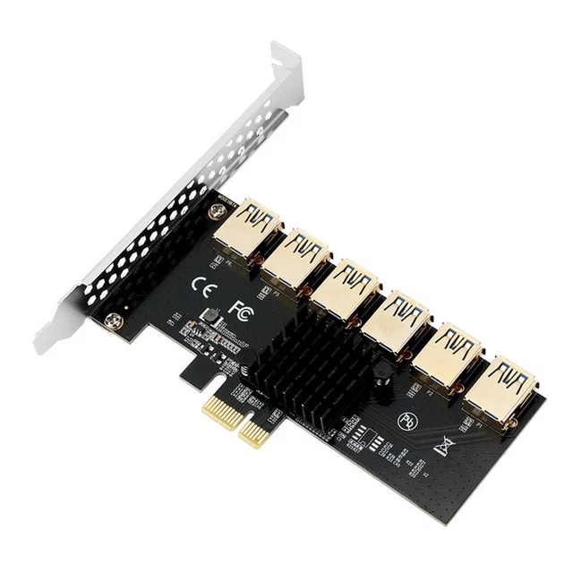 PCI-E 1X to External 6 PCI-E USB 3.0 Adapter Multiplier Card for  Mining