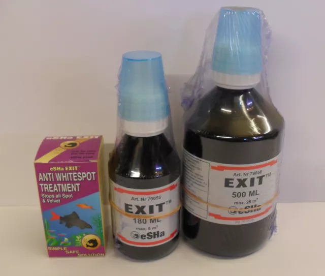 eSHa Exit Taches Blanches Ich Velvet. 20ml, 180ml & 500ml. Aquarium Poisson Soin