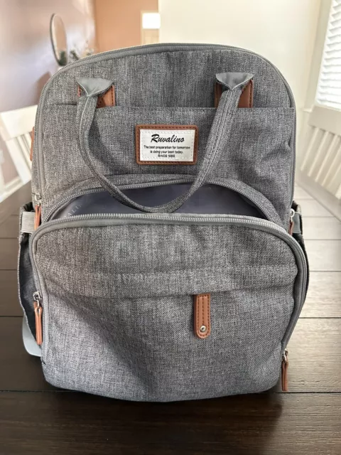 Diaper Bag Backpack, RUVALINO Multifunction Travel Back Pack Gray