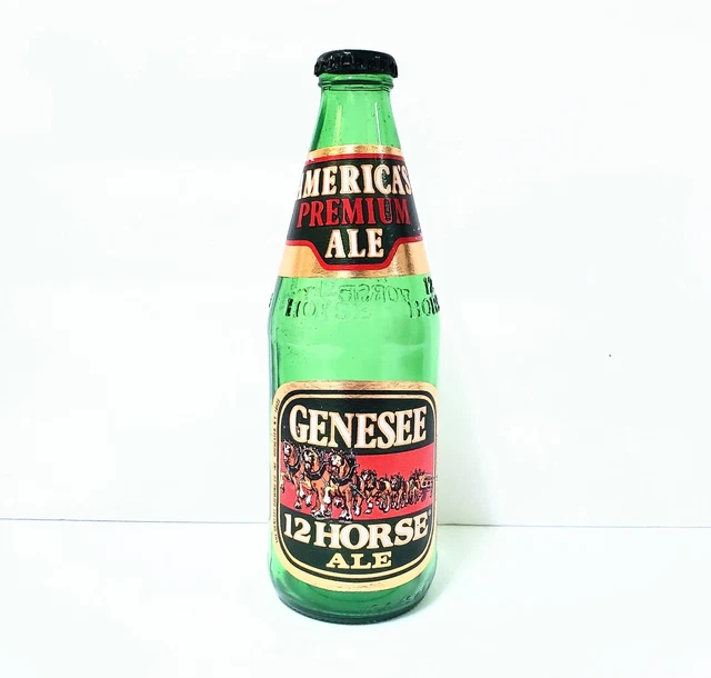 Vintage GENESEE 12 Horse Ale Glass Beer Bottle w/Cap & Label - Rochester NY