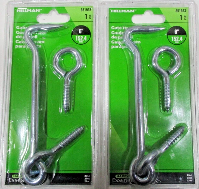 2 PACK 6" Zinc Plated Steel Hook & Eye Gate Latch HEAVY DUTY (N2)